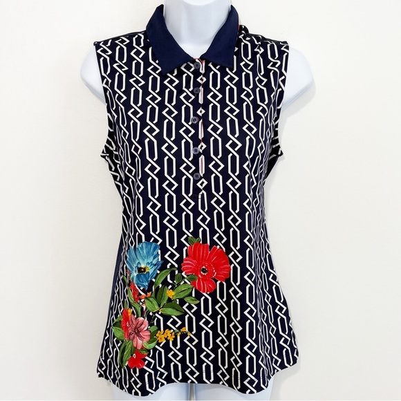 EP Pro Tops - EP PRO TOUR TECH Sleeveless Golf Polo Navy Blue Medium